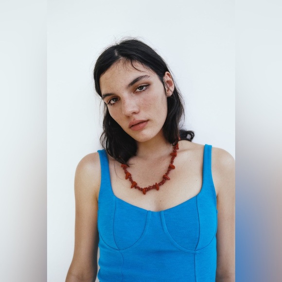 BLUE ZARA DRESS LARGE NWT - Picture 5 of 12